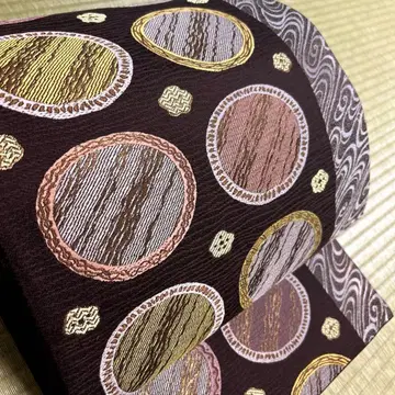 순수 실크 후쿠로 오비 [ 원형 라인 ]