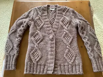 케이블 짜임 브라운 니트 가디건