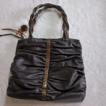 천연 가죽 짙은 갈색 백