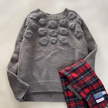 레어 포르트 드 부통 울 플라워 모티브 니트 꽃