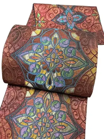 A12 새상품급 육통 무늬 후쿠로 오비 부풀린 직조 당화 무늬