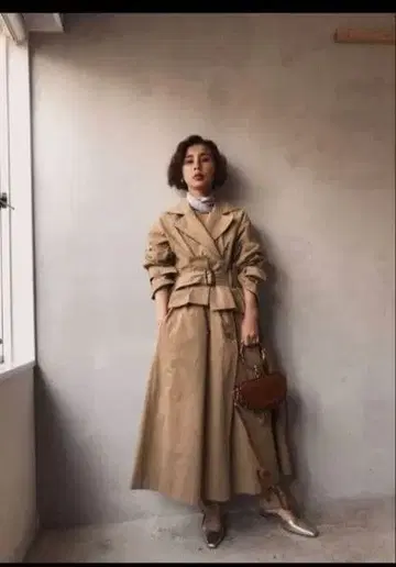 Ameri vintage 코르셋 리버서블 트렌치코트