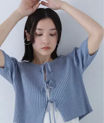 리본 숏 라메 가디건 NATURAL BEAUTY BASIC