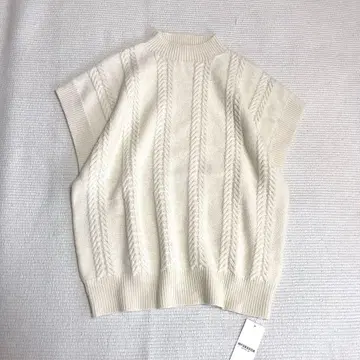 택 포함 맥레거 니트 베스트 하이넥 케이블 짜임 울 혼방 워셔블