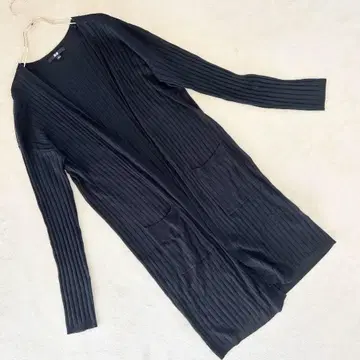 유니클로 리브 롱 가디건 블랙 심플 겉옷 얇은 소재 봄/가을 M