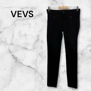 베브스 블랙 스키니 팬츠 스트레치성 소재 포켓 버튼 XL