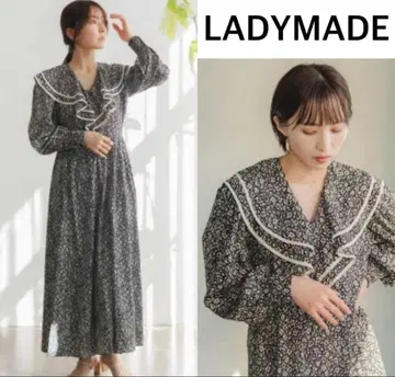 LADYMADE 원피스 맥시 프릴 허리 마크 꽃무늬