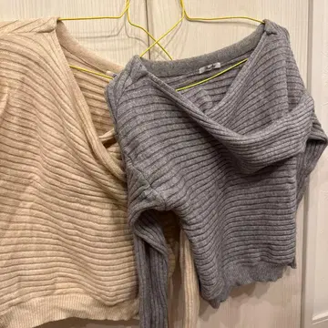 리브 오프숄더 스웨터 2색 세트