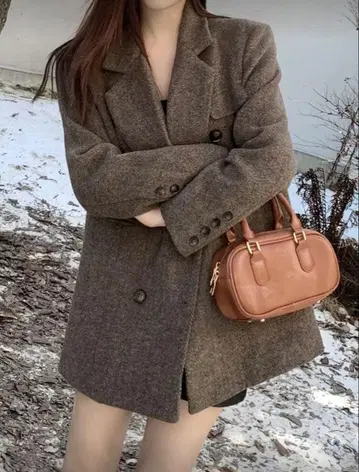 [ 미사용 ] 브라운 더블 브레스트 자켓 가을/겨울 여성용 S 사이즈