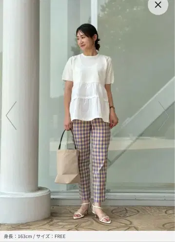 티어드 디자인 반팔 T셔츠 FREE 사이즈 화이트