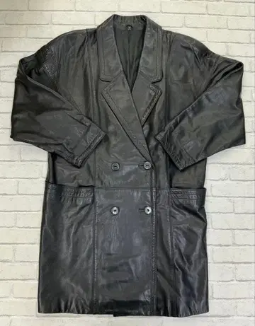 G854 PAVLOVA/FUTURA 가죽 코트 블랙 롱