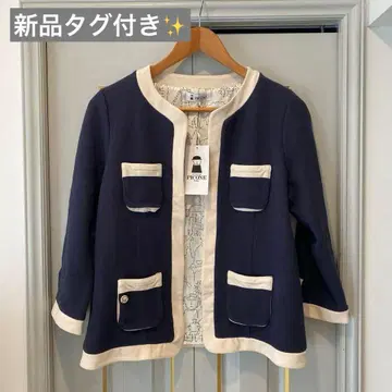 택 포함 새상품 STUDIO PICONE 노카라 자켓 42 네이비