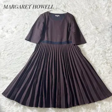 마가렛호웰 7부 소매 무릎 기장 아코디언 플리츠 울 원피스