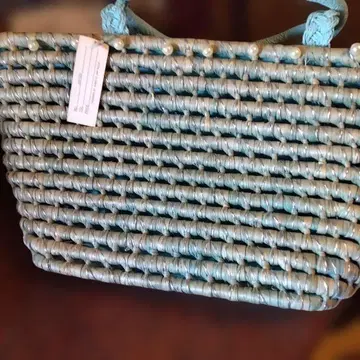 스카이블루 바스켓백 펄 장식 헤이세이 레트로