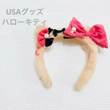 USJ 한정판 헬로키티 핑크 리본 머리띠 유니버셜 키티