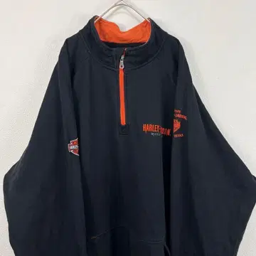 USA 구제 의류 Harley Davidson 하프 지퍼 맨투맨 블랙