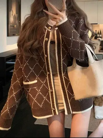 shein 가디건 브라운 74817038