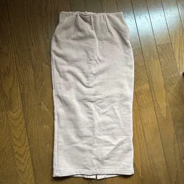 맨투맨 원단 베이지 슬릿 타이 스커트