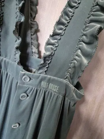 PINK HOUSE 그린 벨벳 롱 점퍼 스커트