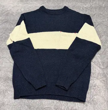 BEAMS 네이비/아이보리 스트라이프 니트 M