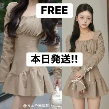 [ 당일 발송 ] Darich 스퀘어넥 개더 미니 원피스 FREE BEG