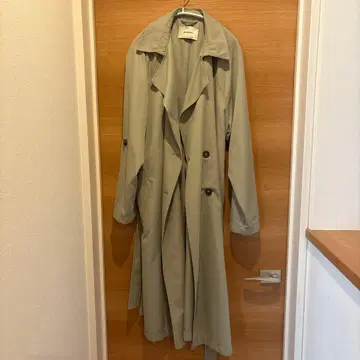 탁한 그린 L 사이즈 트렌치코트 롱 기장