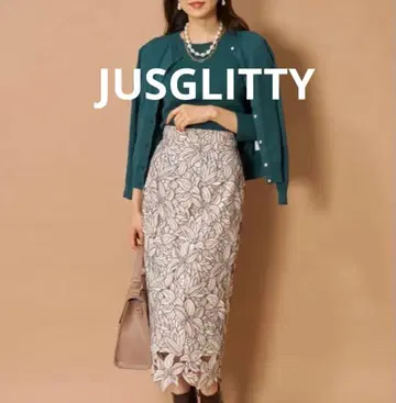 [ JUSGLITTY ] 꽃무늬 자수 타이트 롱 스커트