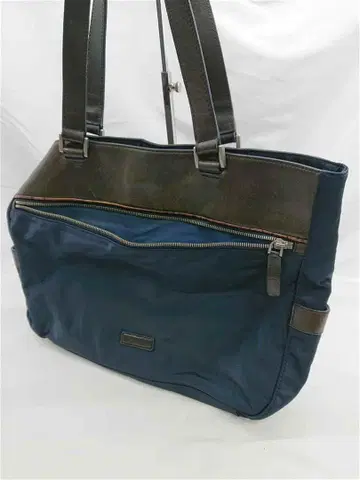 폴 스미스 네이비 계열 x 브라운 계열 나일론 x 가죽 토트백