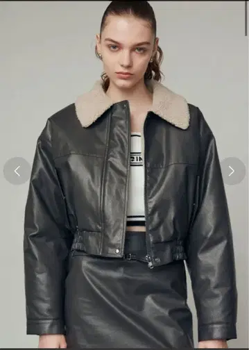 EMODA 인조 가죽 보아 블루종