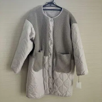 충전솜 미들 기장 노카라 절개 보아 퀼팅 코트