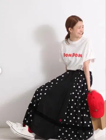 플레어 롱 스커트 플라보아 도트