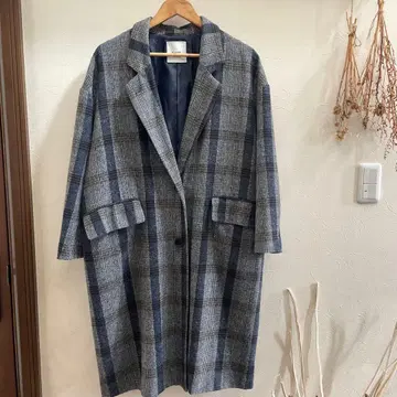 CLANE 체크 무늬 롱 코트