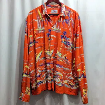 [ size:XXL ] 동양 듀크 카하나모쿠 낚시 긴팔 하와이안 셔츠