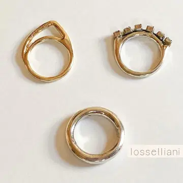 이오세리아니 삼연 스태킹 반지 골드 실버 각인 있음