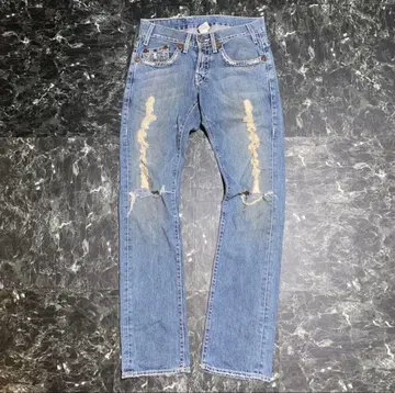 [ TRUE RELIGION ] DAMAGED STRAIGHT JEANS