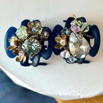 컴플렉스 비즈 휘핑 클립 블루 믹스 플라워