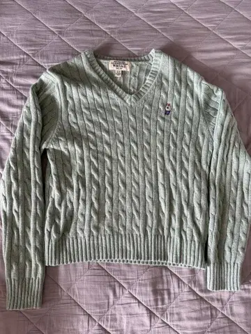 후아유 민트 그린 케이블 니트 M