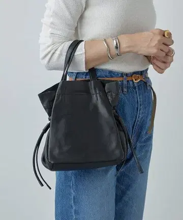 SHENERV 블랙 가죽 복조리 백