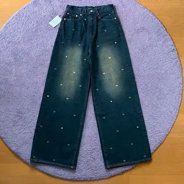 EMODA 하트 도트 루즈 청바지 블루