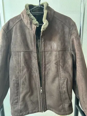 브라운 스웨이드 퍼 점퍼