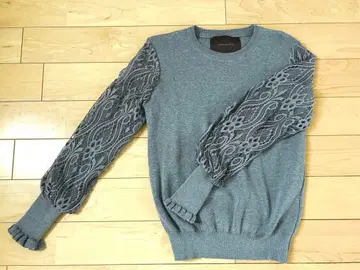 프렌치 파베 cawaii 그레이 긴팔 퍼프 슬리브 엘레강트