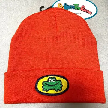 새상품 미사용 공식 파라파라 래퍼 니트 모자 비니 오렌지 개구리 자수