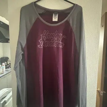 할리 데이비슨 퍼플 롱 슬리브 티셔츠