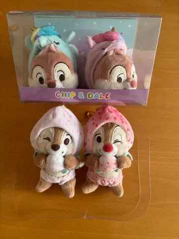 칩과 데일 유니콘 인형 리스트 밴드 타월 딸기 팬츠 키체인 세트