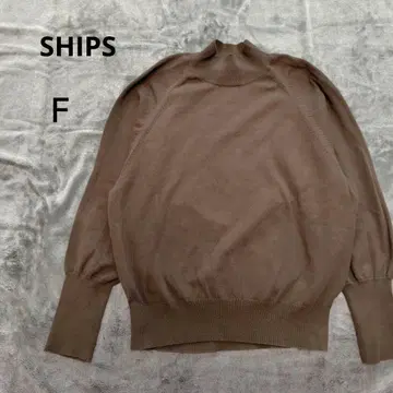 SHIPS 하이넥 소매 리브 돌먼 풀오버 F 브라운