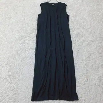 여성용 원피스 네이비 슬리브리스 롱 원피스 캐주얼 무지