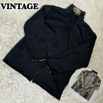 [ 레어 ] 빈티지 리버서블 저지 표범 무늬 고양이 자수 로고 마크