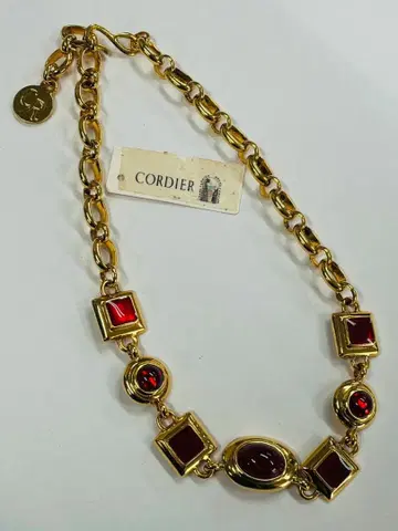 이탈리아제 코르디아 골드 스톤 목걸이 빈티지