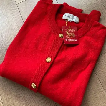 새상품 캐시미어 빨간색 가디건 M