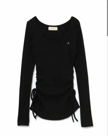 andmary Lala shirring ribbon tops black